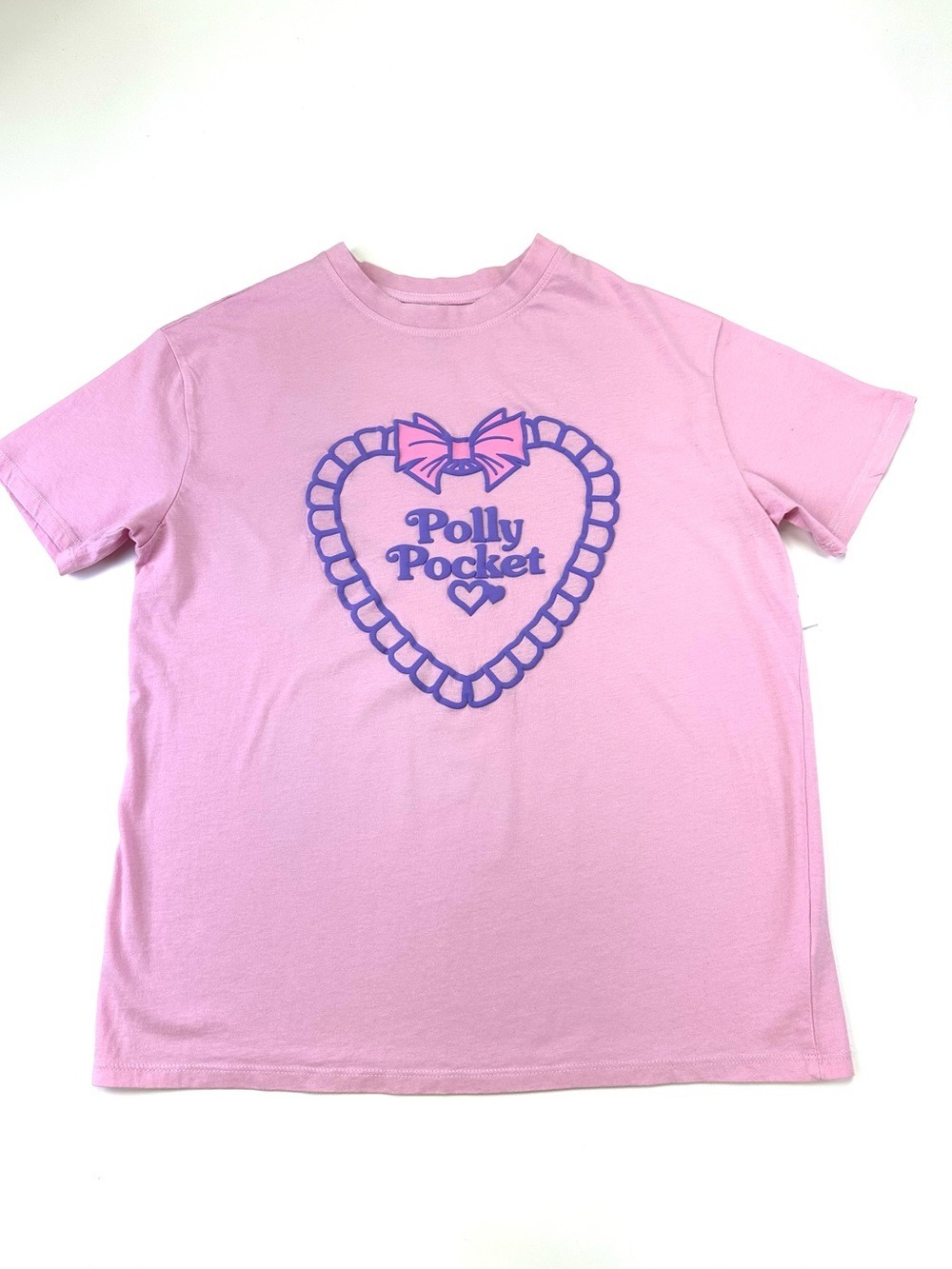 Polly Pocket Pink Puff Heart Graphic Tee Adult Small Y2K Mattel Nostalgia